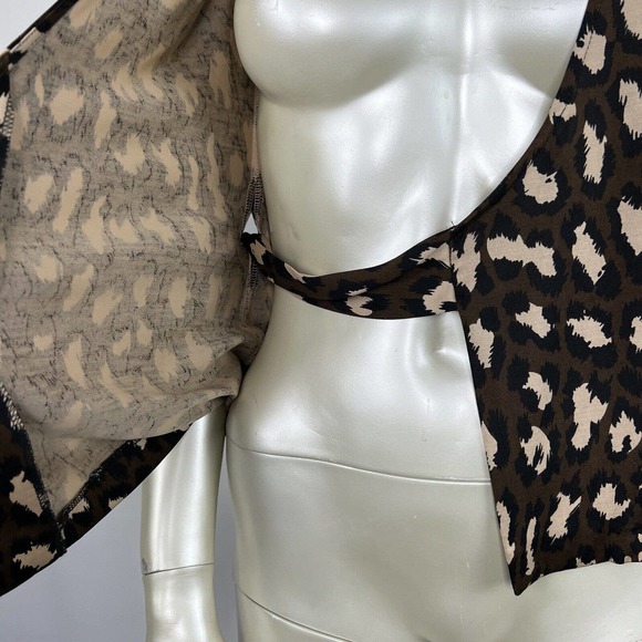 Diane Von Furstenberg Silk Top Brown Animal Print Wrap Jill Blouse - Picture 8 of 9